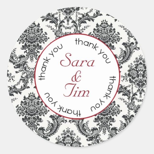 Sticker Rond Damask Merci (#LABL026) (Devant)
