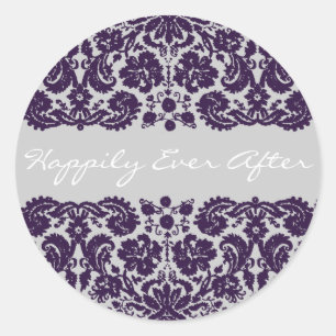 Sticker Rond Damask Purple Mariage
