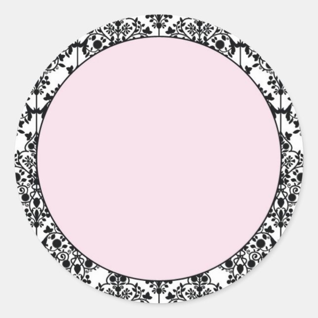 Sticker Rond Damask rose (Devant)