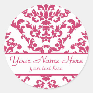 Sticker Rond Damask rose #6 personnalisable