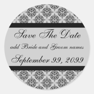 Sticker Rond Damask Silver Enregistrer La Date Rappels
