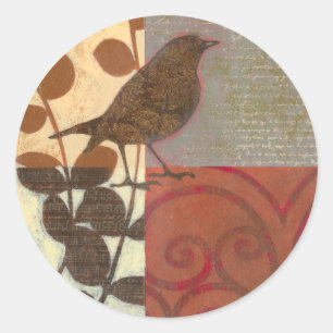 Sticker Rond Damask Sparrow