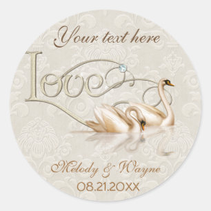 Sticker Rond Damask Swan Elegance