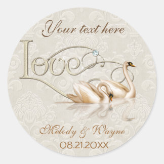 Sticker Rond Damask Swan Elegance