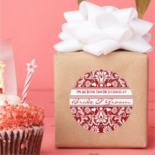 Sticker Rond Damask Vintage Floral Mariage Favoris correspondan