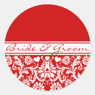 Sticker Rond Damask Vintage Floral Mariage Favoris correspondan