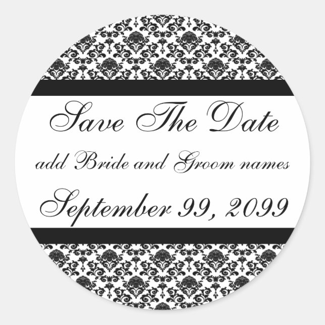 Sticker Rond Damask White Enregistrer Les Rappels De Date (Devant)