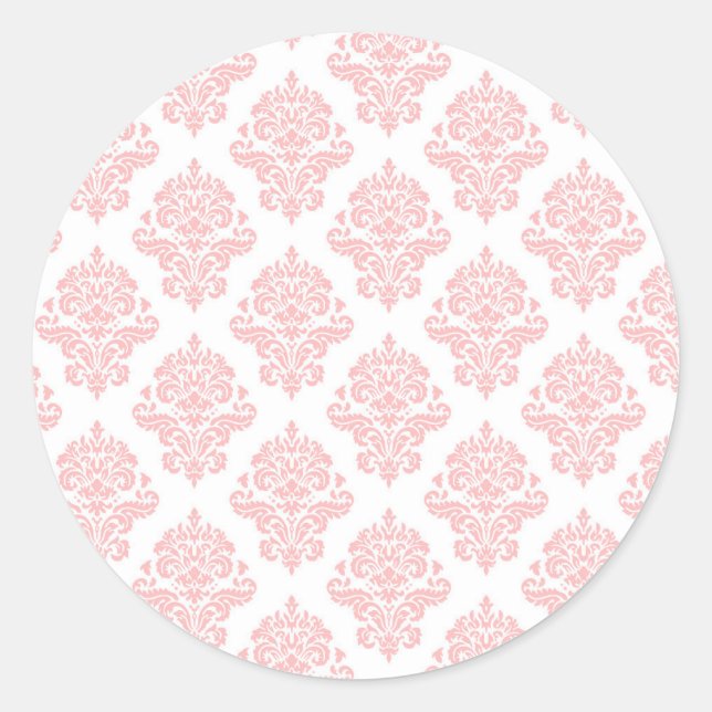 Sticker Rond Damassé Rose Pêche Pastel  (Devant)