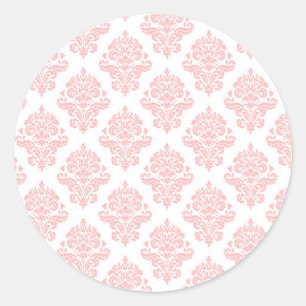 Sticker Rond Damassé Rose Pêche Pastel 