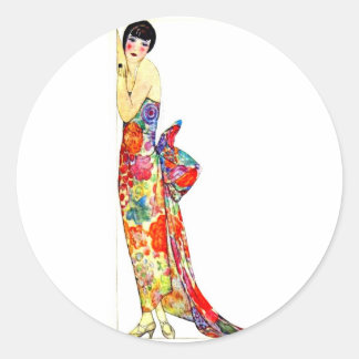 Sticker Rond Dame Art déco en forme