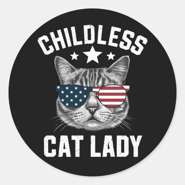 Sticker Rond Dame au Chat sans Enfants 2024  (Devant)