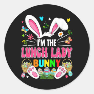 Sticker Rond Dame Cantinière Lapin Costume de Lapin de Pâques C