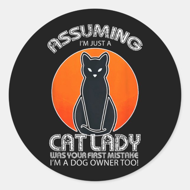 Sticker Rond Dame de chat de Noël d'Halloween _ Chien et chat n (Devant)