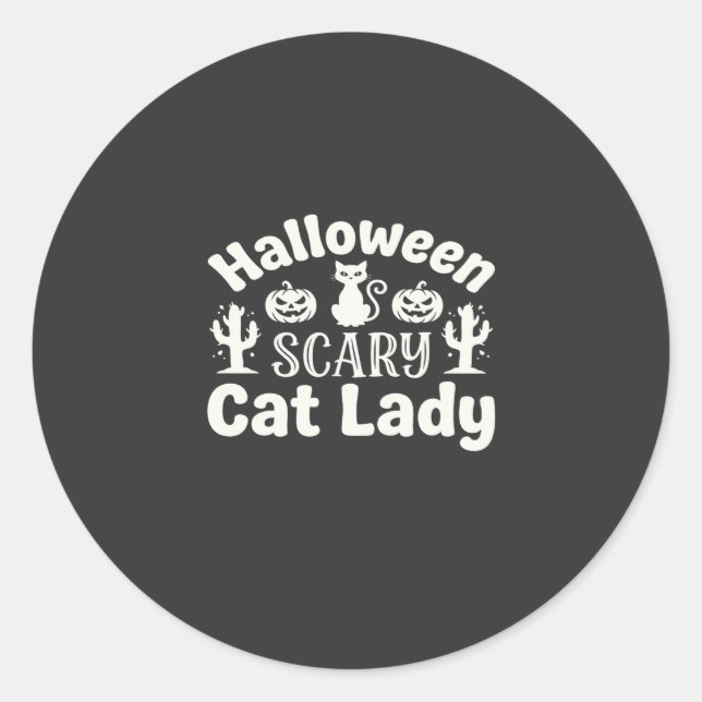 Sticker Rond Dame de chat effrayante Halloween_1 (Devant)