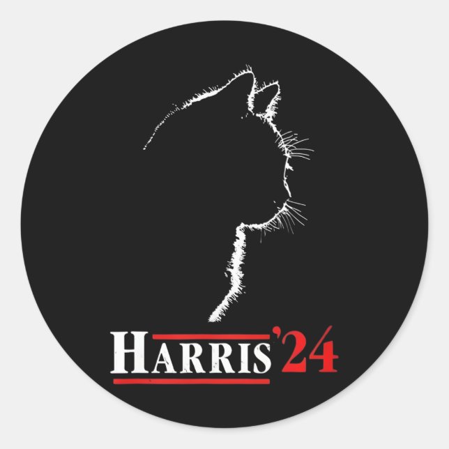 Sticker Rond Dame de chat pour Kamala Harris Président Biden 24 (Devant)