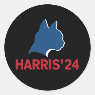 Sticker Rond Dame de chat sans enfants drôle pour citation 2024