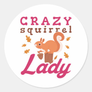 Sticker Rond Dame des écureuils fous