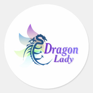 Sticker Rond Dame Dragon
