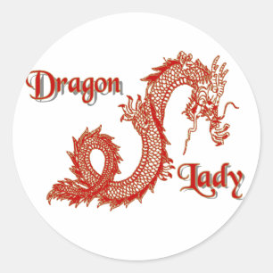 Sticker Rond Dame Dragon