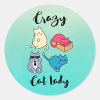 Dame du chat fou et 4 chats mignons