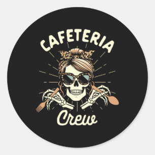 Sticker Rond Dame du déjeuner Équipe de travail de la cafétéria