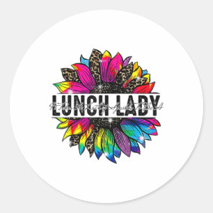 Sticker Rond Dame du déjeuner Tournesol Léopard Tie Dye Ck À l'