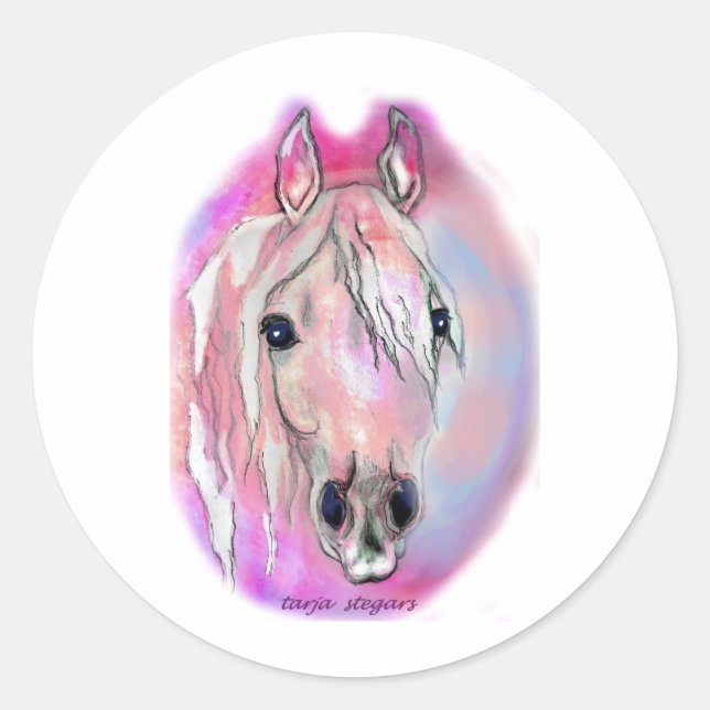 Sticker Rond Dame en rose (Devant)