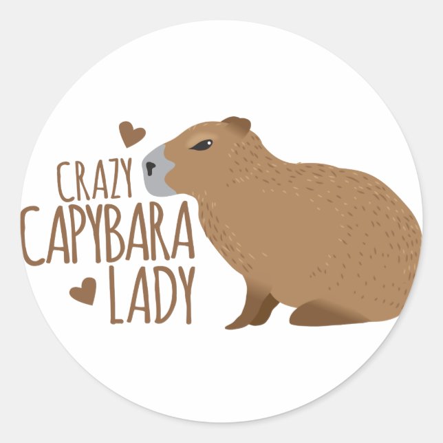 Sticker Rond dame folle de capybara (Devant)