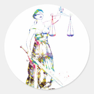 Sticker Rond Dame Justice