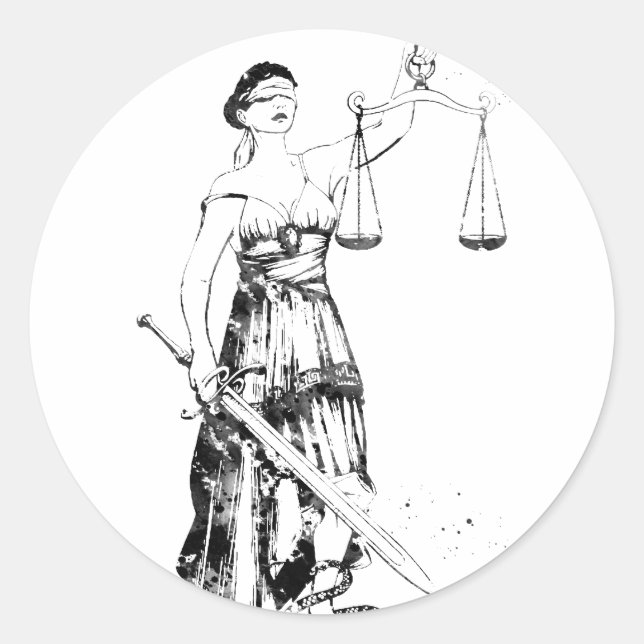Sticker Rond Dame Justice (Devant)