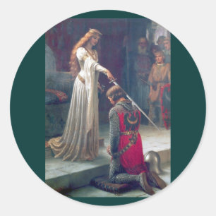 Sticker Rond Dame reine chevalier chevalier peinture antique