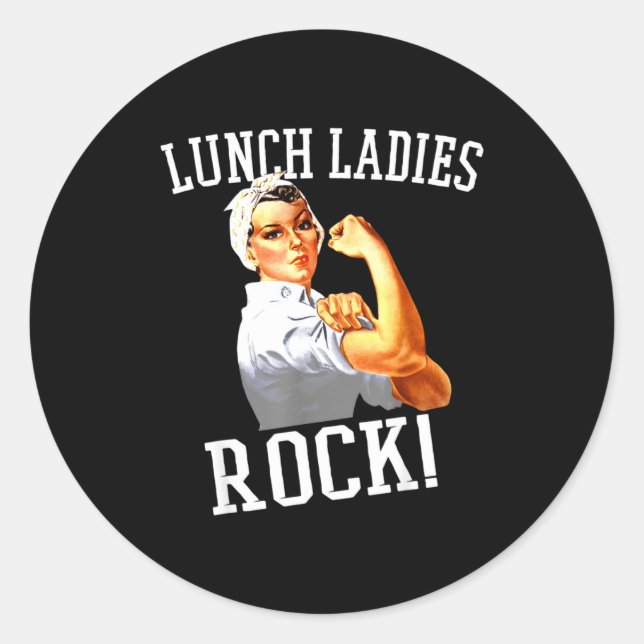 Sticker Rond Dames déjeuner rétro font rock travailleur cafétér (Devant)