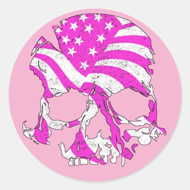 Sticker Rond Dames Édition rose crâne (Devant)