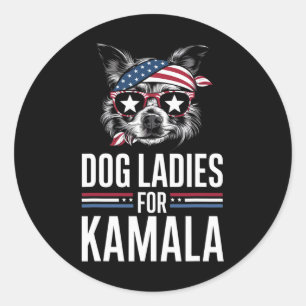 Sticker Rond Dames Pour Kamala Funny Dog 2024 Président Kamala-