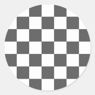 Sticker Rond Damier gris foncé classique