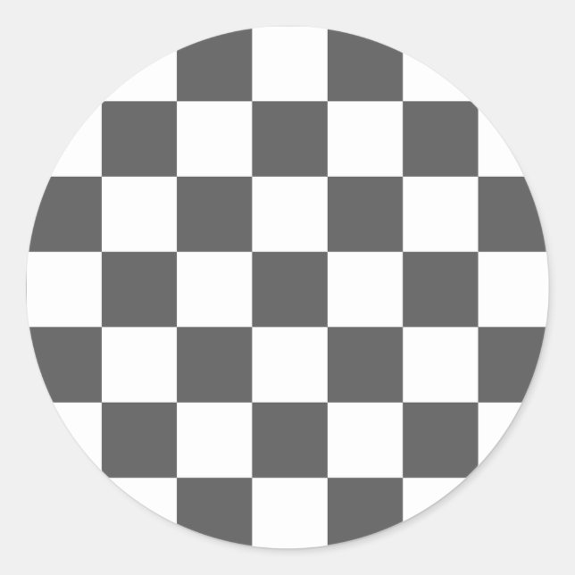 Sticker Rond Damier gris foncé classique (Devant)