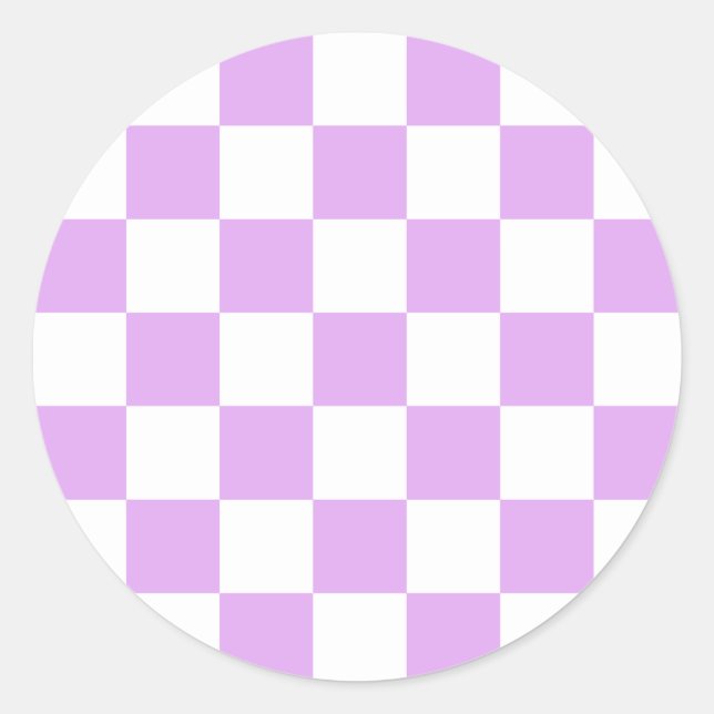 Sticker Rond Damier lavande clair classique (Devant)
