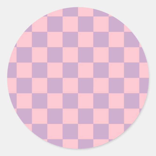 Sticker Rond Damier lilas et rose (Devant)