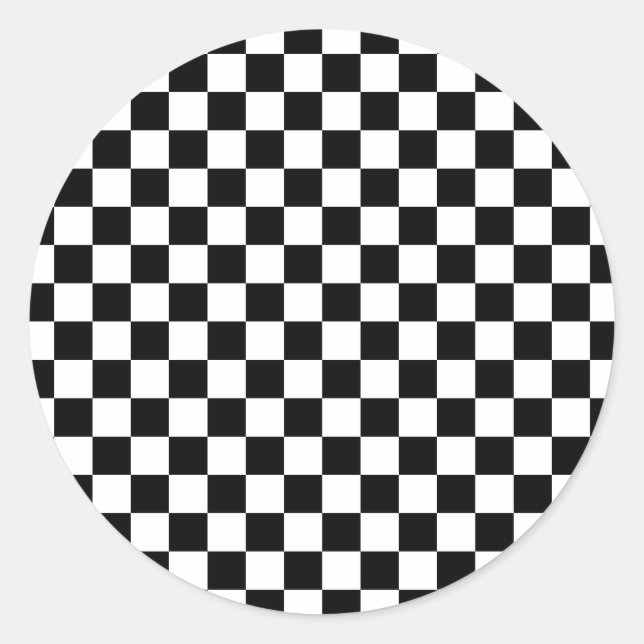 Sticker Rond Damier noir et blanc (Devant)