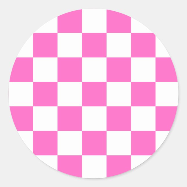 Sticker Rond Damier rose visuel classique  (Devant)