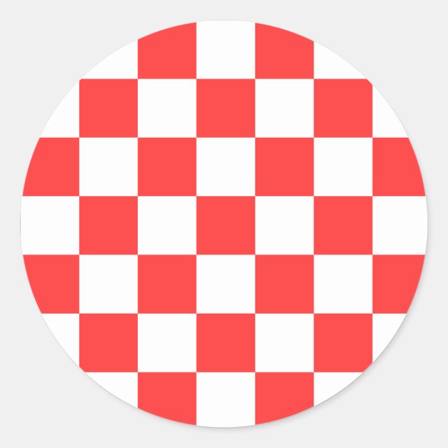 Sticker Rond Damier rouge visuel classique (Devant)