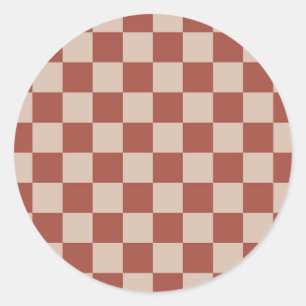 Sticker Rond Damier Terracotta et Tan