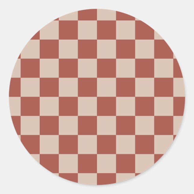 Sticker Rond Damier Terracotta et Tan (Devant)