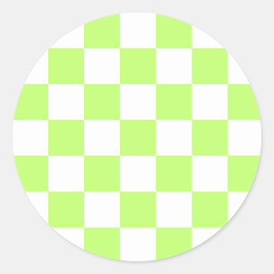 Sticker Rond Damier vert citron visuel classique 