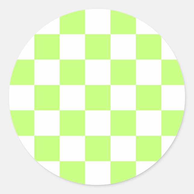 Sticker Rond Damier vert citron visuel classique  (Devant)