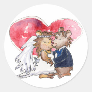 Sticker Rond Dance Couple Mariage de dessin animé