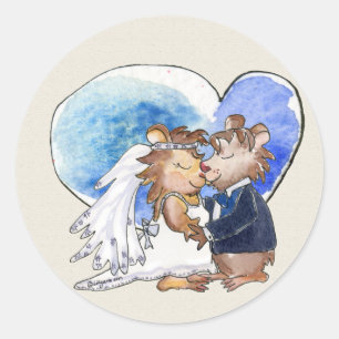 Sticker Rond Dance Couple Mariage de dessin animé