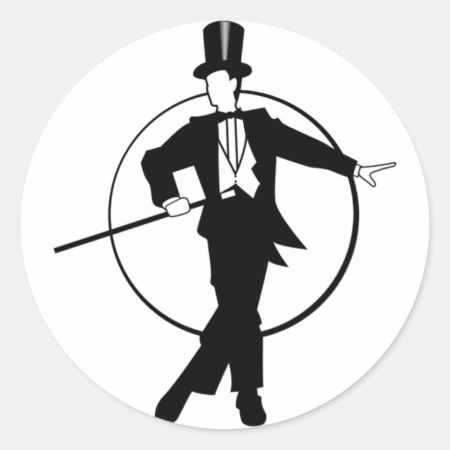 Sticker Rond Dancer Tuxedo Top Hat Cane 20's art déco (Devant)