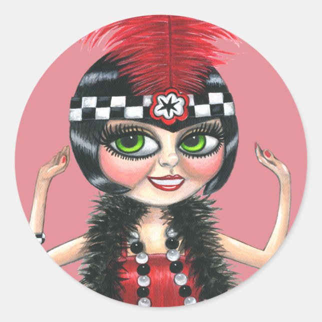 Sticker Rond Dancing Flapper Girl Roaring Vingt ans (Devant)