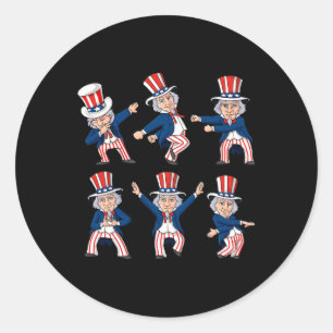 Sticker Rond Dancing Oncle Sam 4 juillet Dance Challenge Garçon